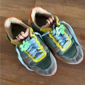 Vibrant Kids Sneakers with Blue and Green Accents